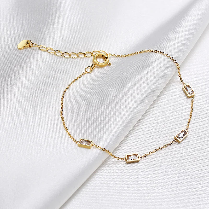 Cubic Zirconia Stainless Steel Link Chain Bracelet for Women Chain Link Bracelet SPOT