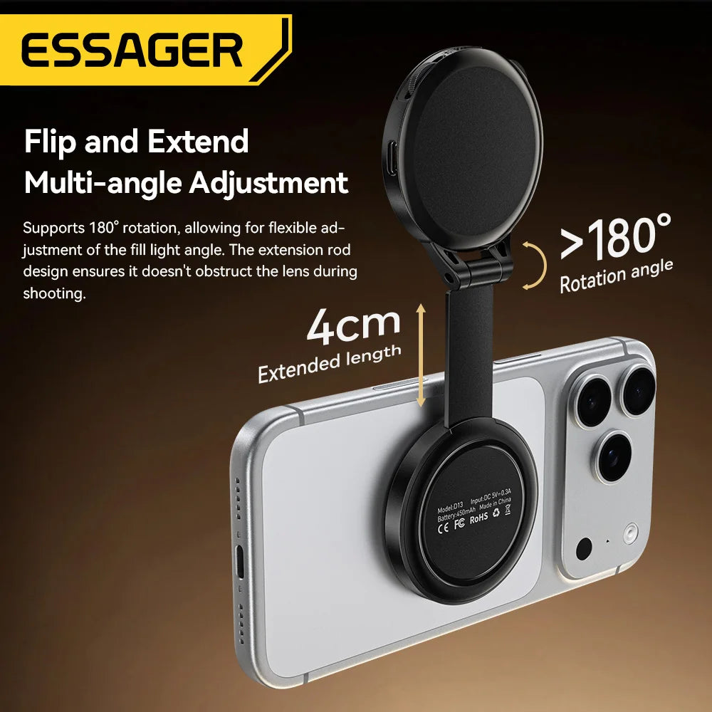 Essager Magnetic Mini Selfie Fill Light – 3 Modes for Vlog & Live Selfie Fill Light SPOT