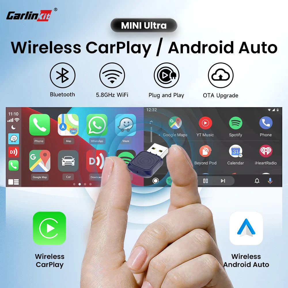 CarlinKit Mini Ultra Wireless CarPlay & Android Auto Adapter Wireless CarPlay Adapter SPOT