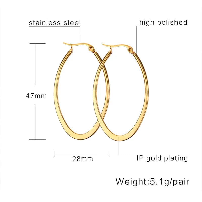 Meaeguet Stainless Steel Geometric Hoop Earrings | Hypoallergenic Hoop Earrings SPOT