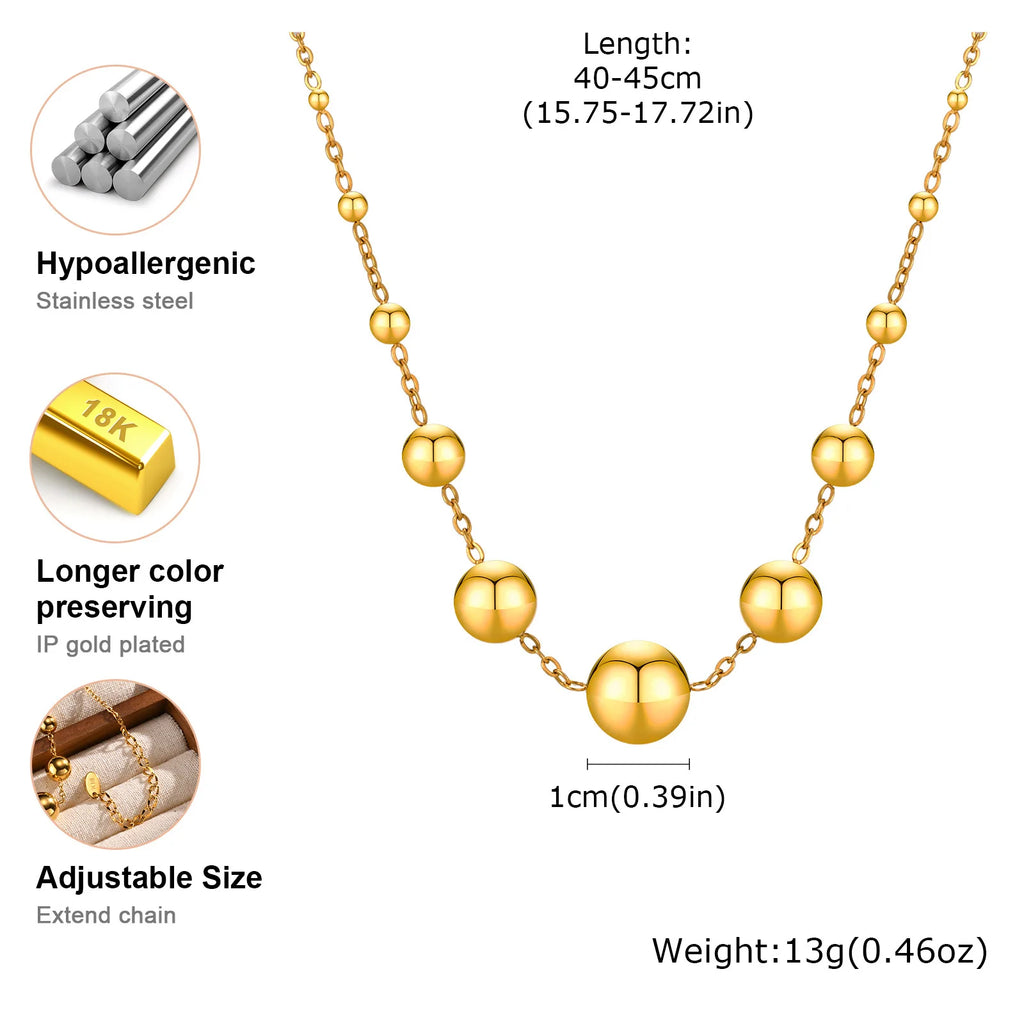 Meaeguet Bead Ball Choker Necklace – 316L Stainless Steel Gold Choker Necklace SPOT