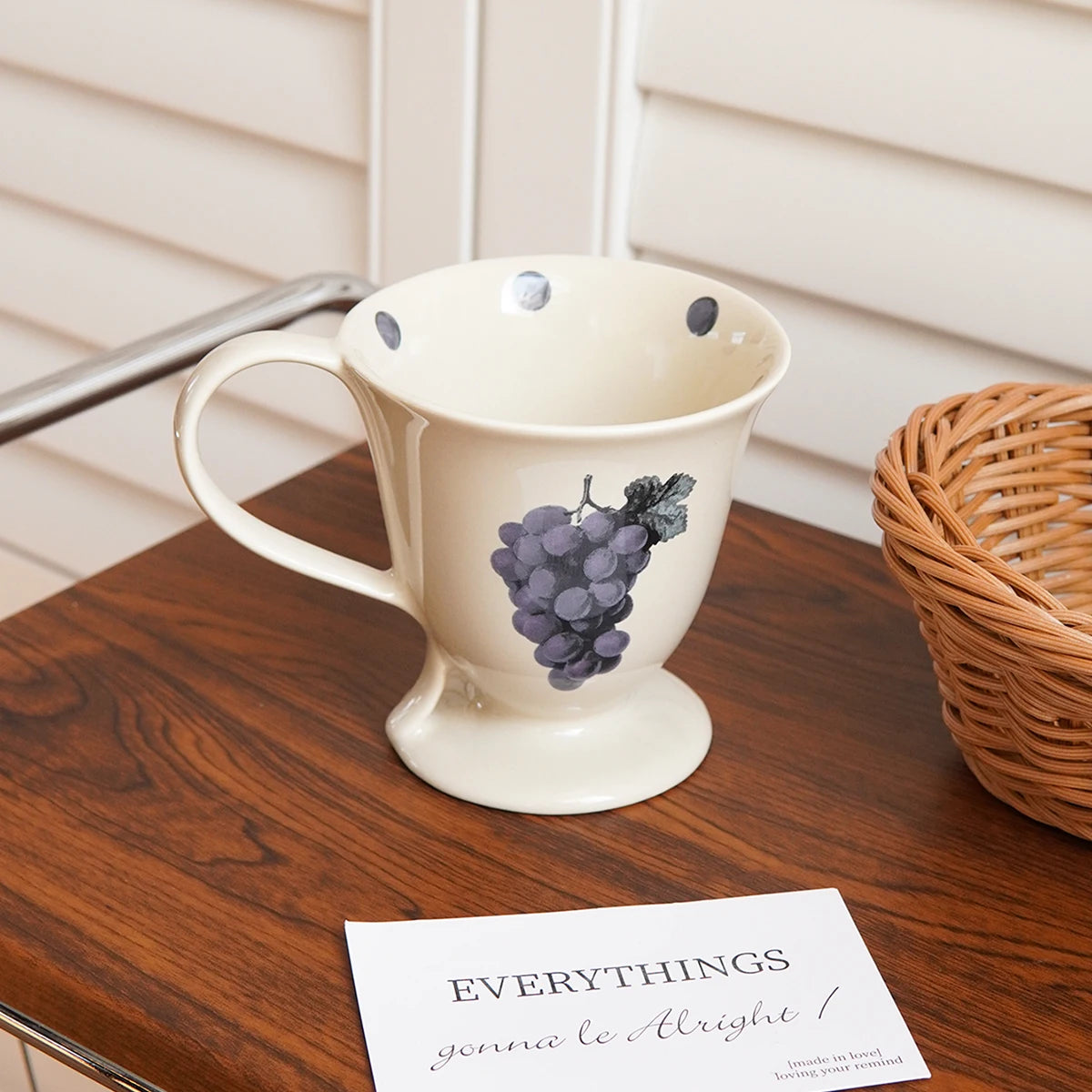 Retro Fruit Ceramic Mug – Porcelain Coffee & Tea Cup Gift Ceramic Coffee Mug SPOT 1Pc Purple 301-400ml