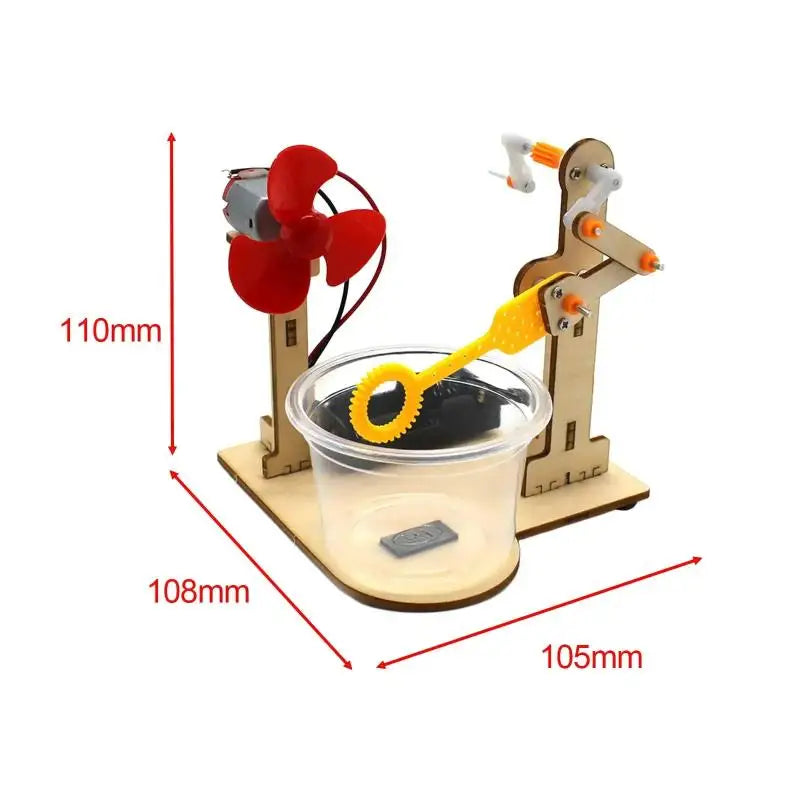 Wooden DIY Hand-Crank Bubble Machine Kit – Kids STEM Toy DIY Science Toy Kit SPOT