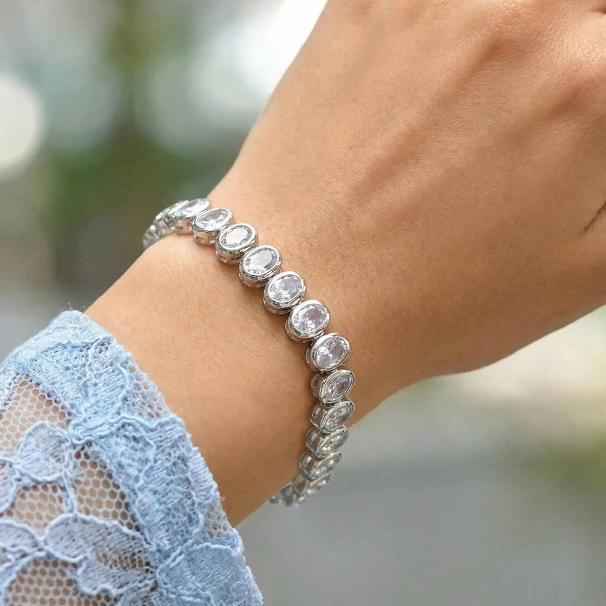 Women's Silver CZ Tennis Bracelet – Chunky Link Chain Tennis Bracelet SPOT