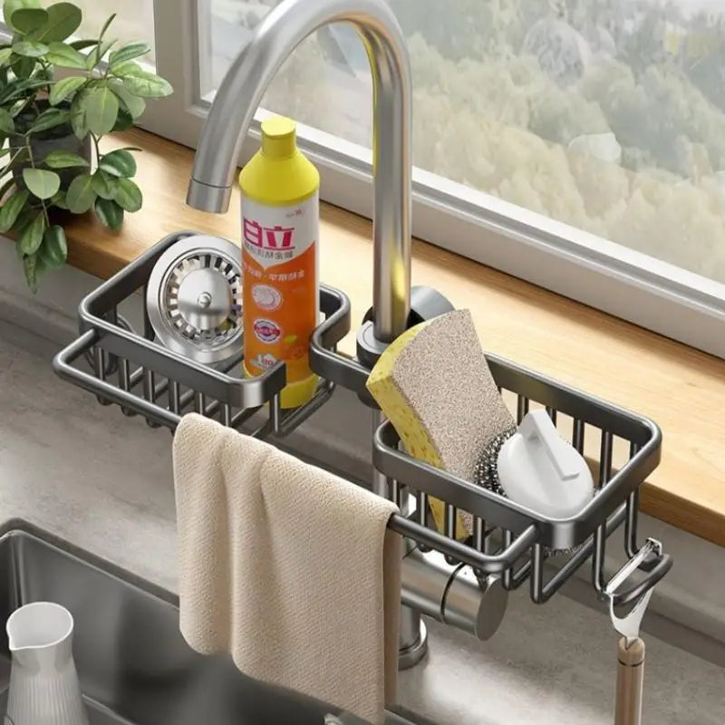 Faucet-Mounted Kitchen Sink Organizer Rack – Sponge Holder Sink Organizer Rack SPOT