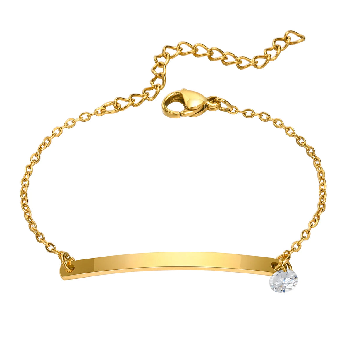 Personalized Birthstone Name Bar Bracelet for Women – Engraved Personalized Bracelet SPOT BR-837G-4