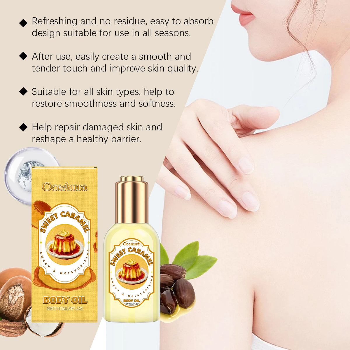 OceAura Strawberry Body Oil – Moisturizing & Nourishing 118ml Body Oil SPOT