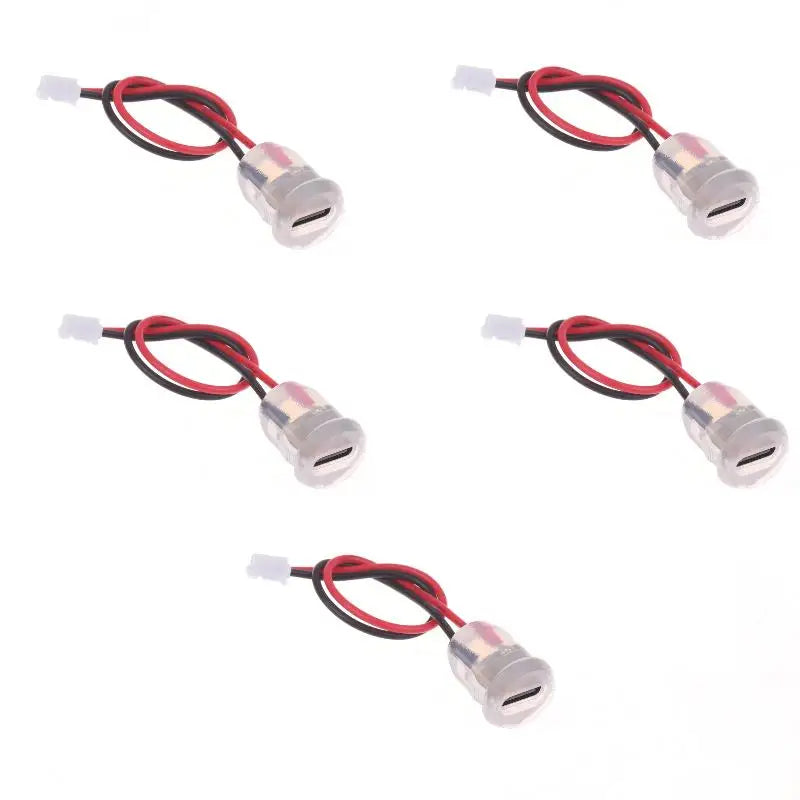 Type-C Female Socket Connector Waterproof LED Pigtail Cable 3A USB-C Connector SPOT A1 5Pcs
