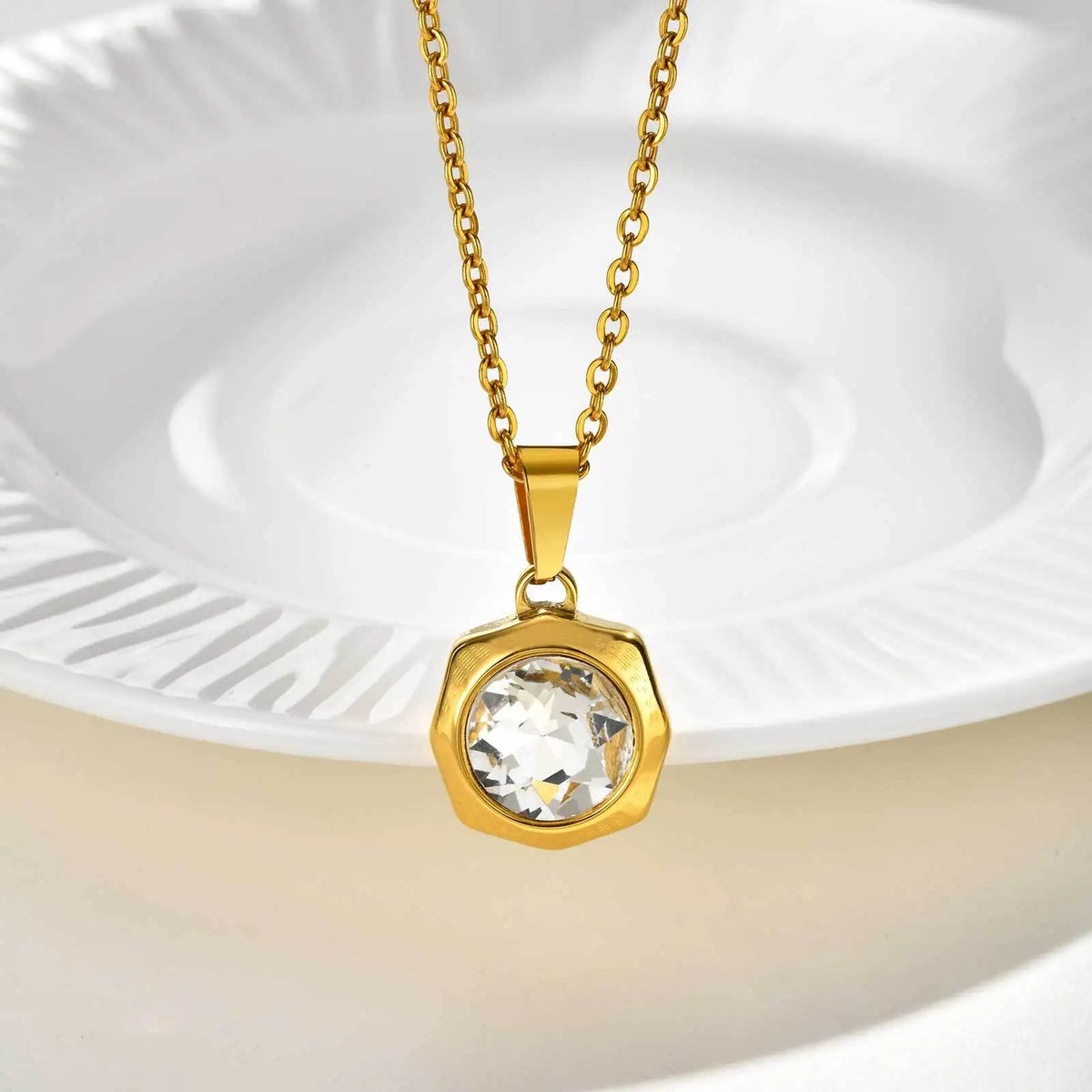 316L Stainless Steel Geometric Zircon Pendant Necklace Women Pendant Necklace SPOT