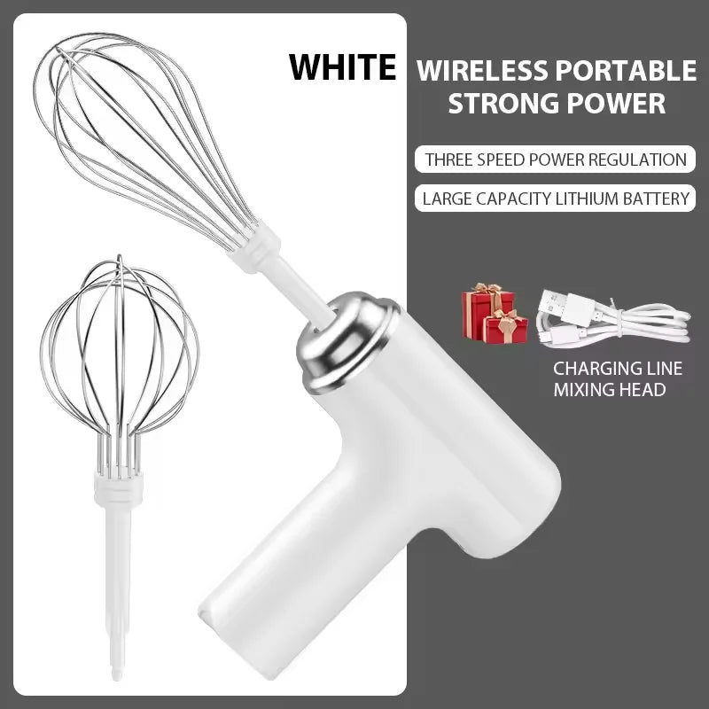 Wireless Rechargeable Electric Egg Beater & Milk Frother Electric Milk Frother SPOT white