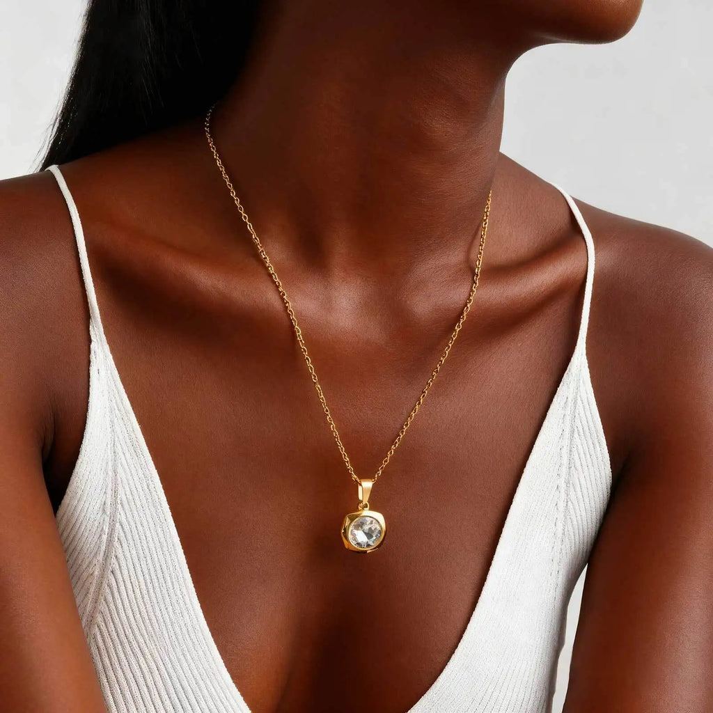 316L Stainless Steel Geometric Zircon Pendant Necklace Women Pendant Necklace SPOT Default Title