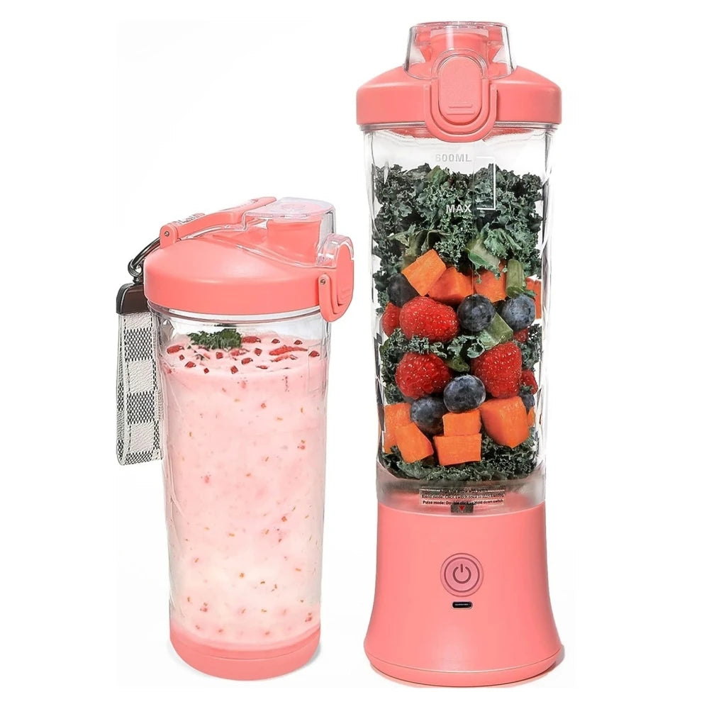 DUTRIEUX 600ml Portable USB Rechargeable Smoothie Blender BPA-Free Portable Blender SPOT Pink USB-C
