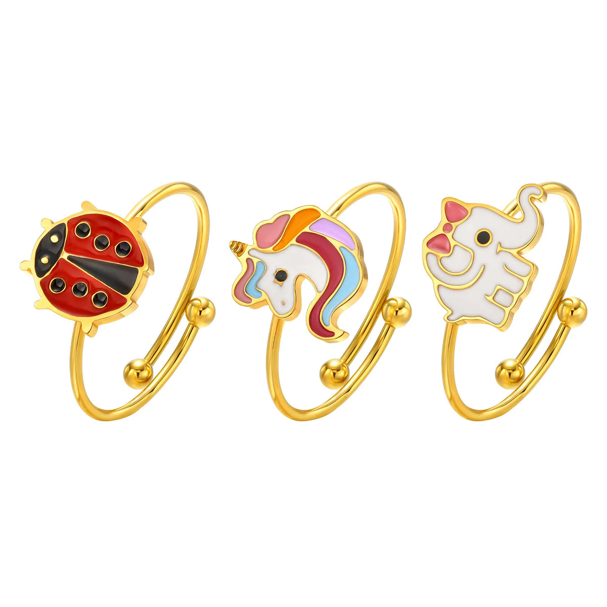 Red Enamel Adjustable Ring – 18K Gold Kids & Women Gift Fashion Ring SPOT