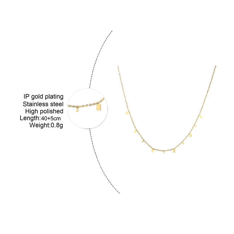Boho Gold Multilayer Necklace – Geometric Pendants Stainless Steel Multilayer Chain Necklace SPOT