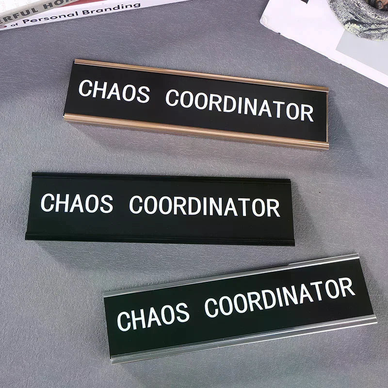 Chaos Coordinator Funny Desk Sign – Aluminum Office Name Plate Desk Name Plate SPOT