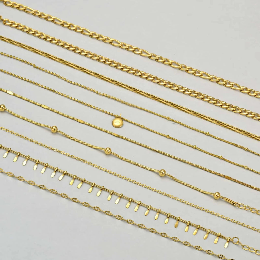 Gold Layered Chain Anklet – Waterproof Boho Beach Jewelry Women Chain Anklet SPOT