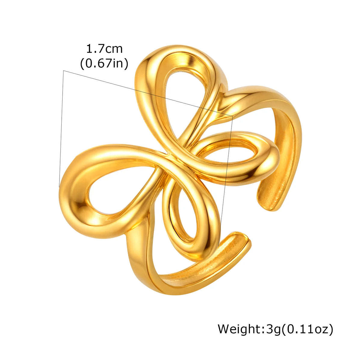 Y2K Hollow Butterfly Ring – 18K Gold Plated Adjustable Band Fashion Statement Ring SPOT RC-846G