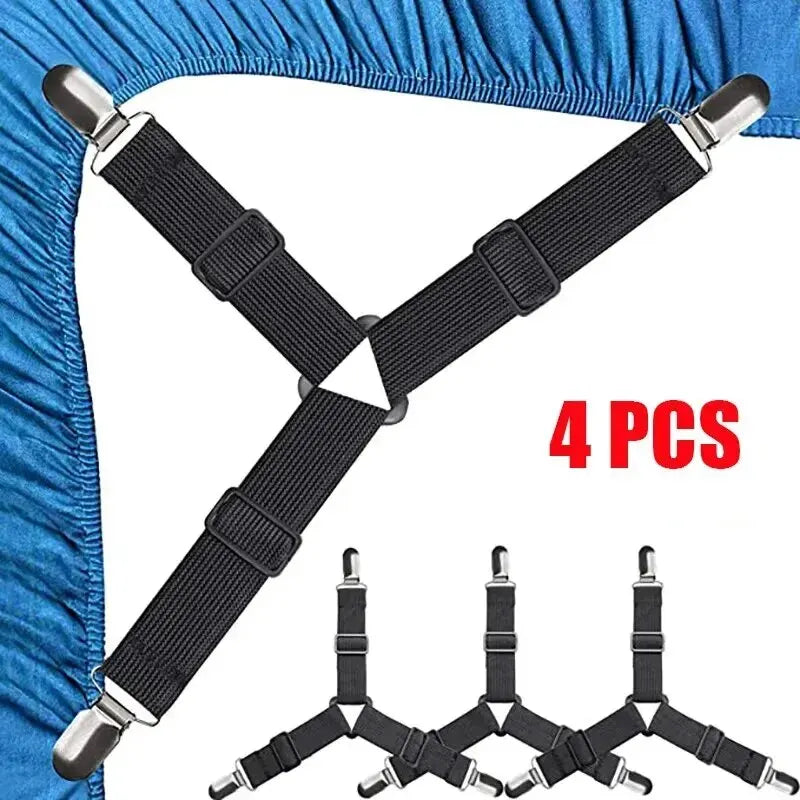 4-Pack Adjustable Triangle Bed Sheet Clips & Sheet Holders Bed Sheet Clips SPOT 4pcs black