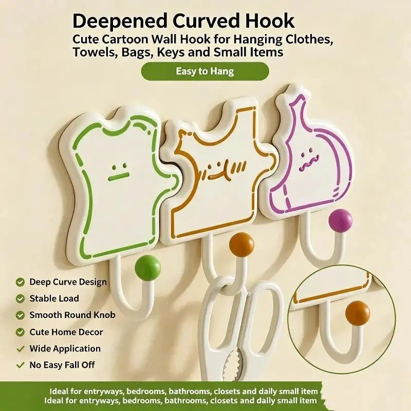3-Pack Cartoon Food Adhesive Wall Hooks – No-Drill Kitchen Adhesive Wall Hooks SPOT 3pcs