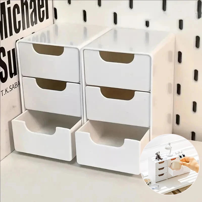 3-Tier Desktop Organizer with Drawers – Plastic Storage Box Desktop Drawer Organizer SPOT