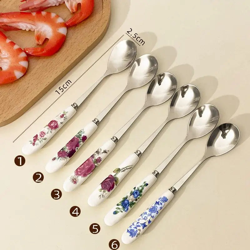 Stainless Steel Coffee Spoon with Ceramic Handle | Mixing Spoon Coffee Spoon SPOT A
