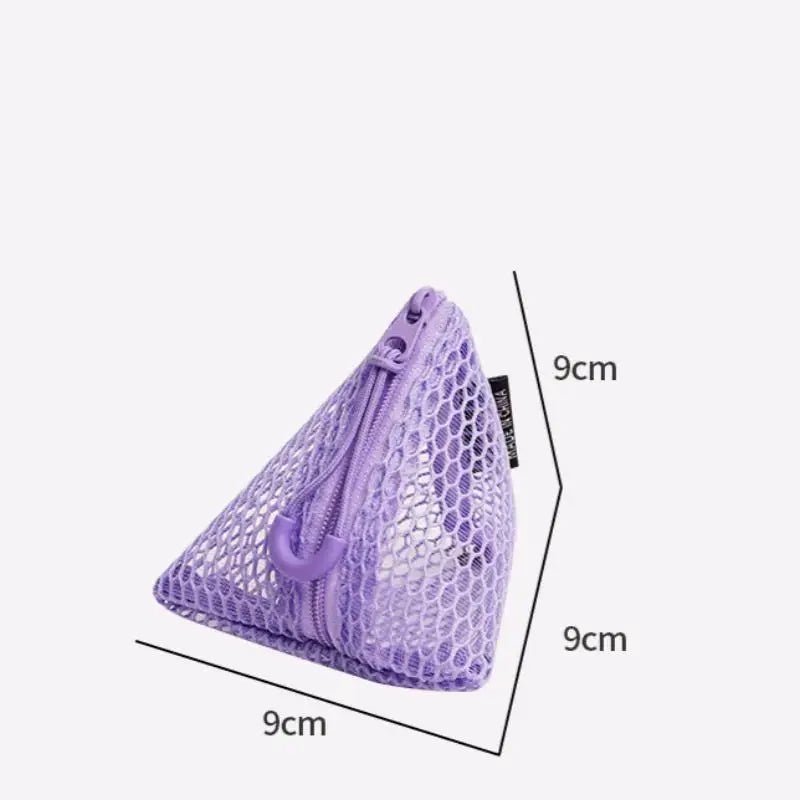 Triangular Mesh Storage Pouch – Zippered Clear Mini Organizer Mesh Storage Pouch SPOT