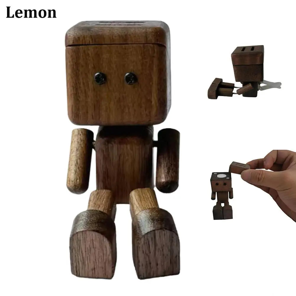 Wooden Robot Car Air Freshener Diffuser – Wobble Vent Clip Car Diffuser Ornament SPOT Lemon