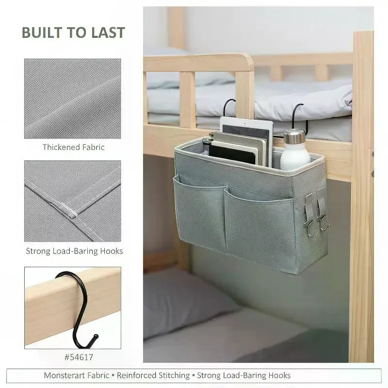 Cotton Linen Bedside Hanging Organizer – Multi-Pocket Bedside Hanging Organizer SPOT