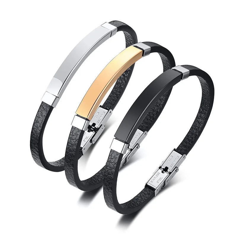 Custom Leather Bracelet – Personalized Engraved Adjustable Cuff Custom Leather Bracelet SPOT