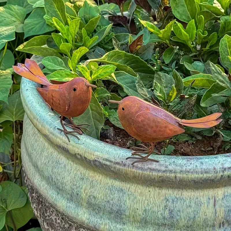Rustic Iron Bird Statues – Outdoor Garden & Yard Sculpture Garden Bird Statue SPOT