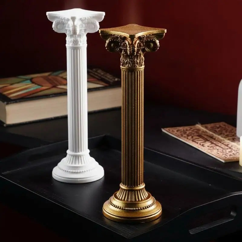 Roman Column Retro Resin Candlestick – Elegant Home Decor Decorative Candle Holder SPOT