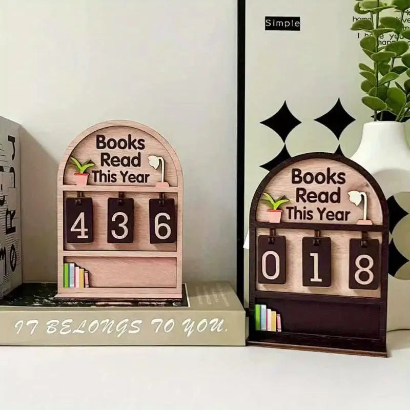 Wooden Reading Challenge Tracker – Annual Book Counter Reading Tracker Decor SPOT