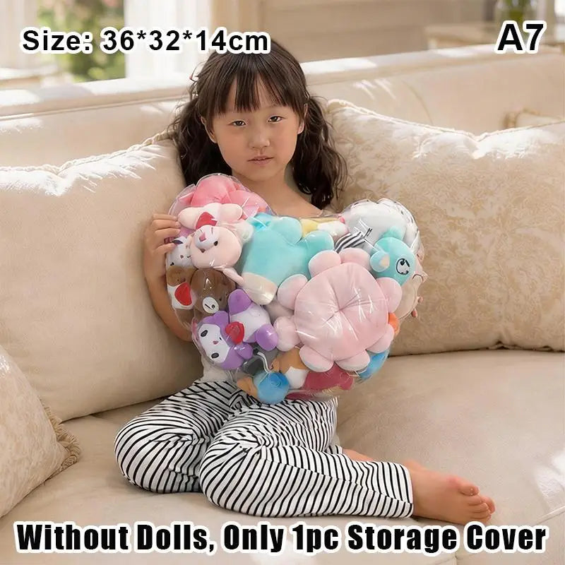 Transparent PVC Plush Toy Storage Chair Cover with Zipper Toy Storage Organizer SPOT A7