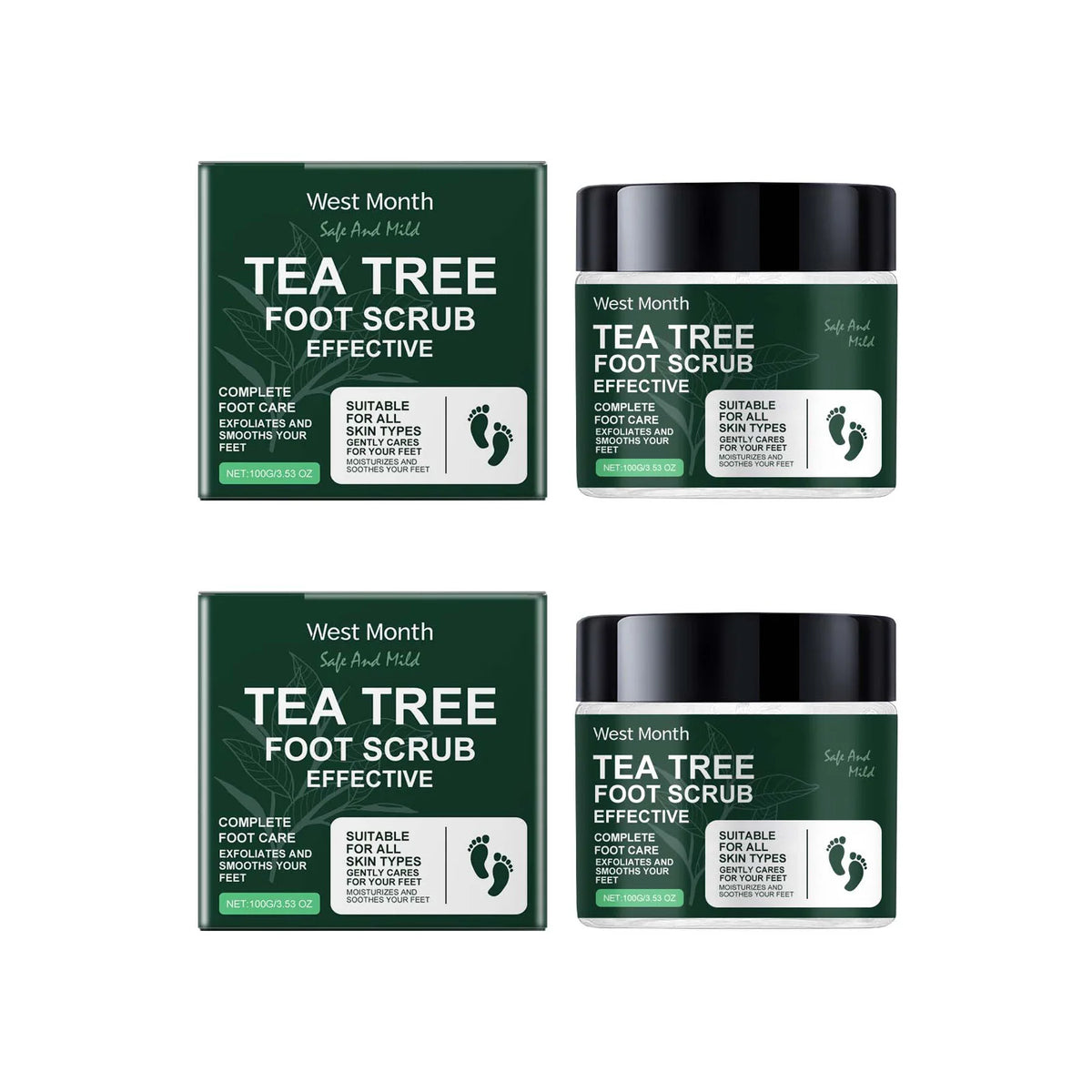 Tea Tree Foot Scrub – Exfoliating Sea Salt Foot Scrub 100g Foot Scrub SPOT 2 x 100g Boxed