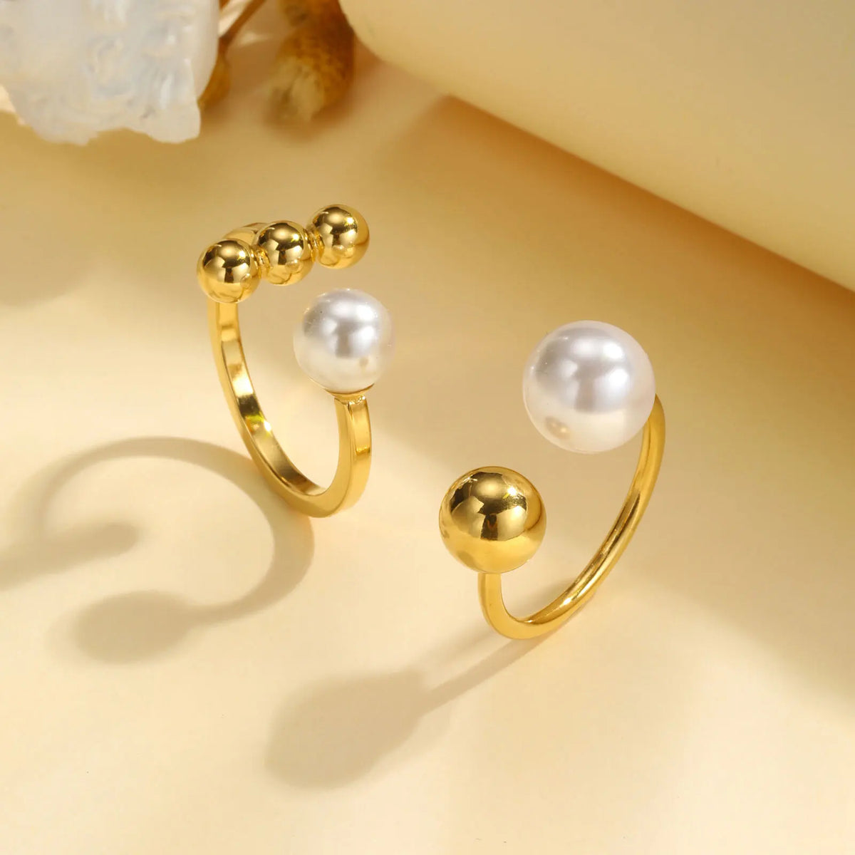 Meaeguet Double Ball Open Ring – 18K Gold Stainless Steel Fashion Ring SPOT
