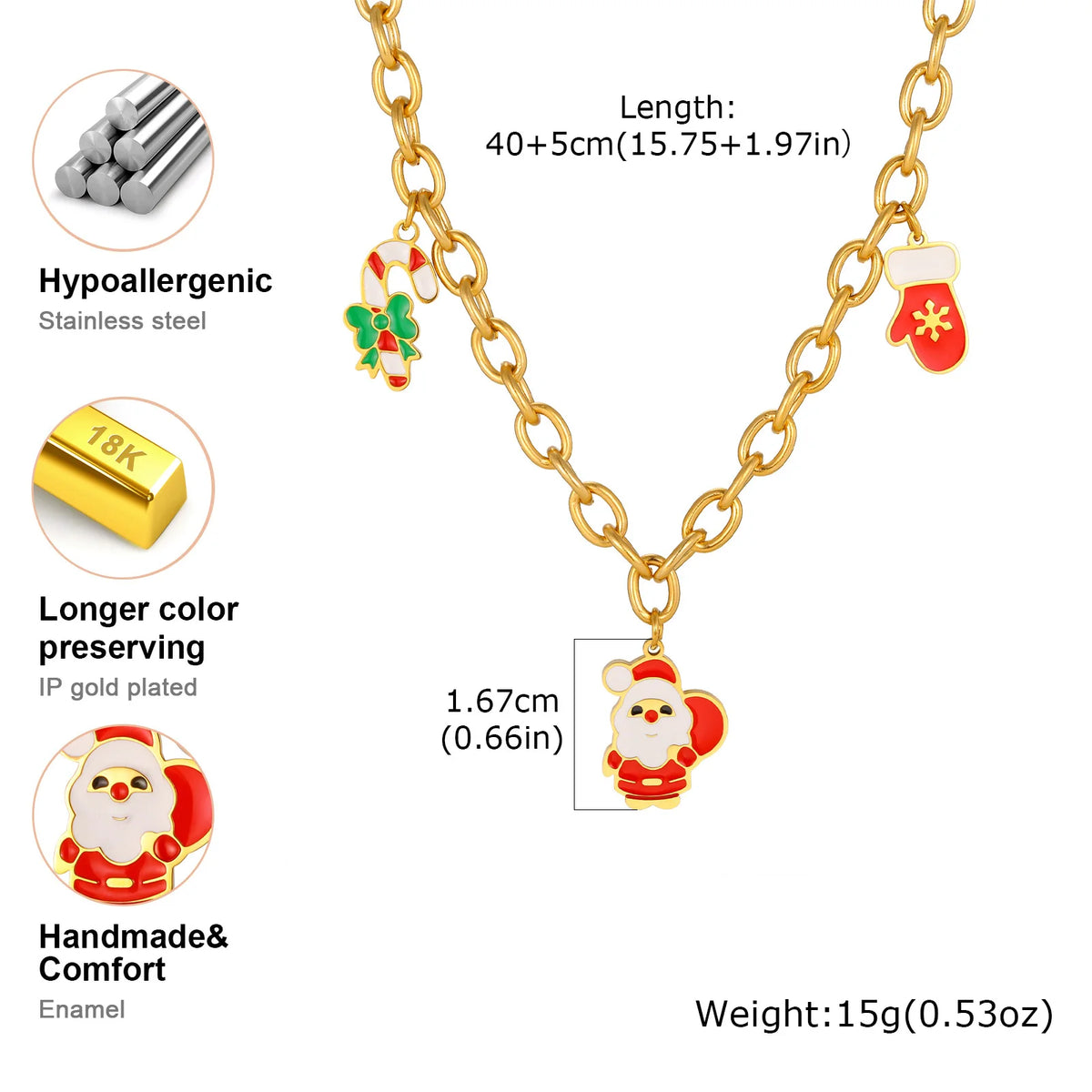 Christmas Charm Necklace – Stocking, Tree & Santa Pendant Pendant Necklace SPOT