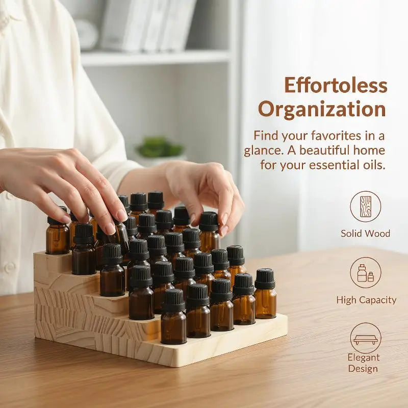 Wooden Essential Oil Display Rack – Multi-Bottle Storage Stand Essential Oil Rack SPOT