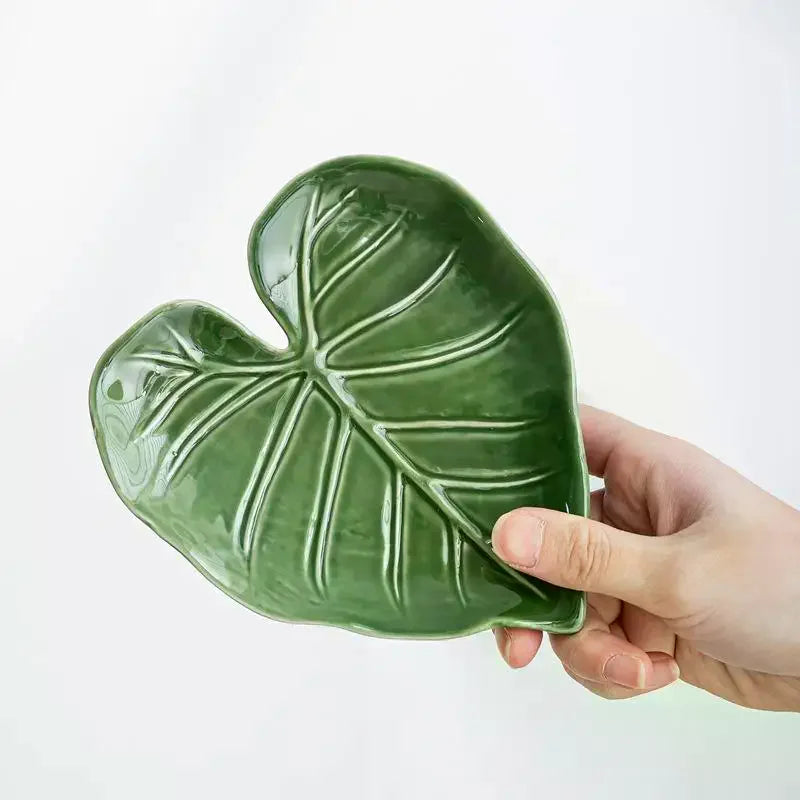 Ceramic Leaf Spoon & Spatula Holder – Kitchen Countertop Rest Ceramic Utensil Holder SPOT