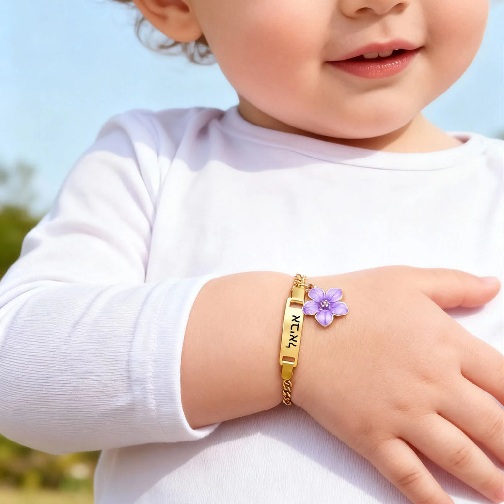 Engravable Cherry Blossom Kids ID Bracelet – Personalized Gift Kids ID Bracelet SPOT