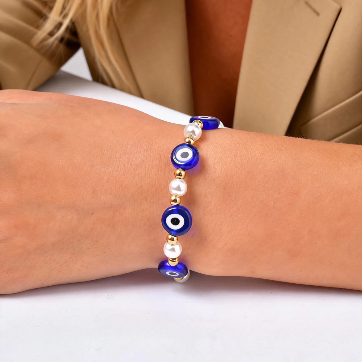 Evil Eye Stack Layered Bracelets – Stainless Steel Adjustable Stacked Bracelet Set SPOT