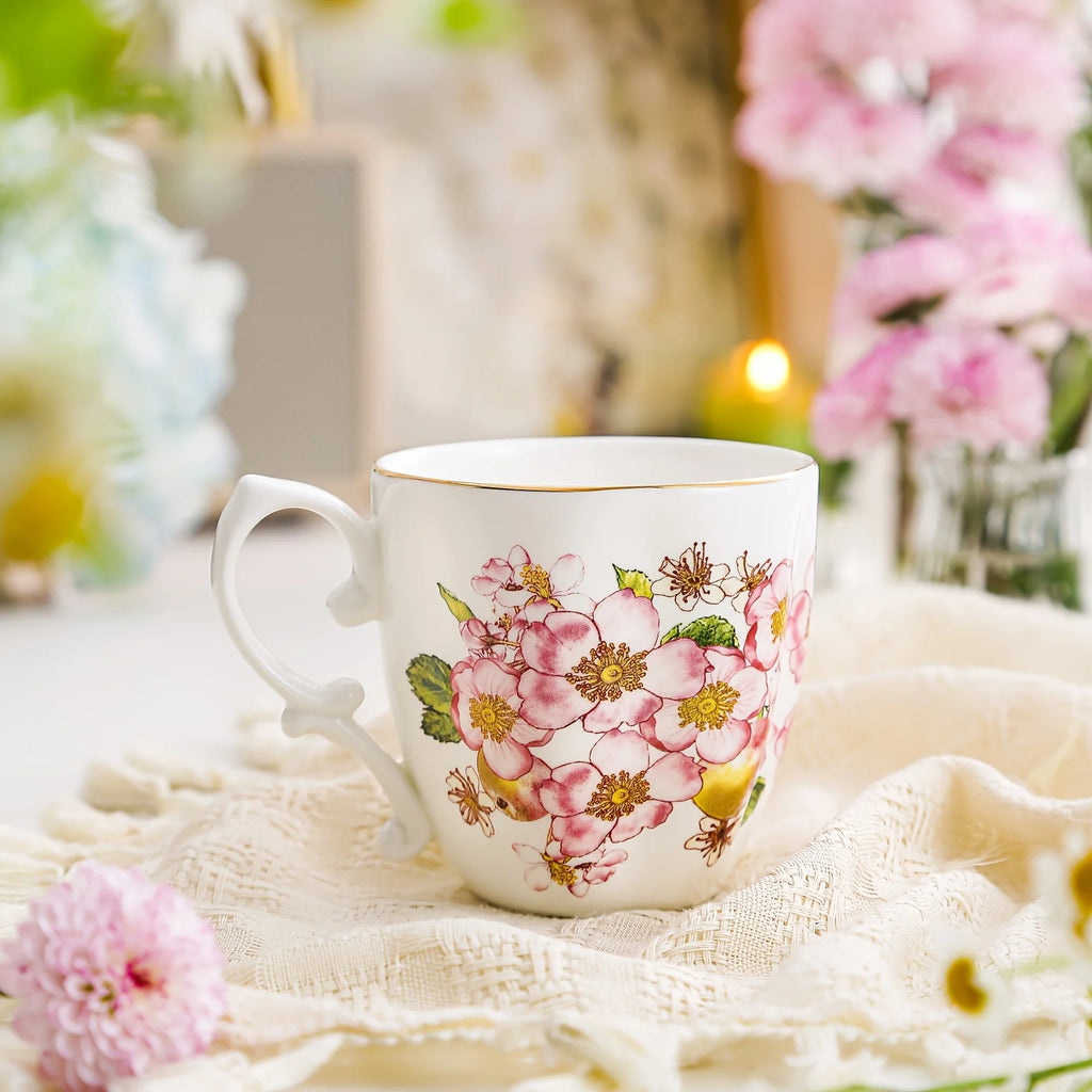 Bone China Luxury Tea Cup – Flower Handle & Gold Gilding Luxury Teacup SPOT