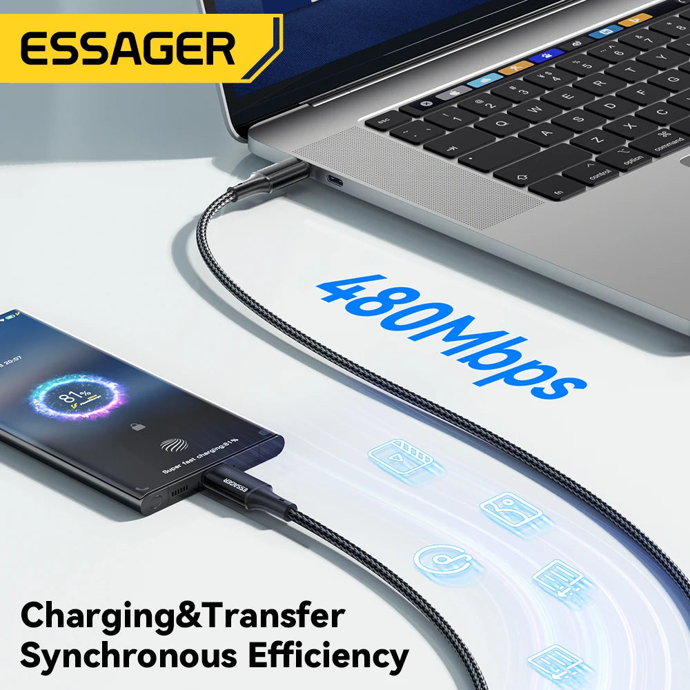 Essager 100W USB-C to USB-C Fast Charging Braided Cable USB-C Charging Cable SPOT