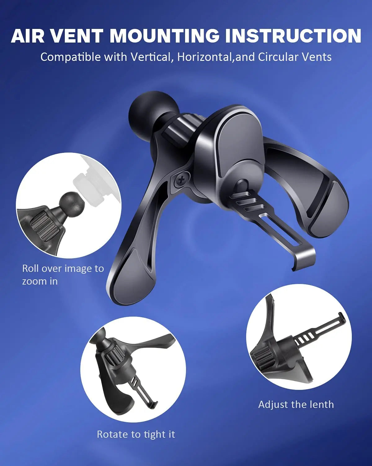 Magnetic Car Air Vent Phone Holder – 17mm Ball Head Clip Magnetic Car Mount SPOT
