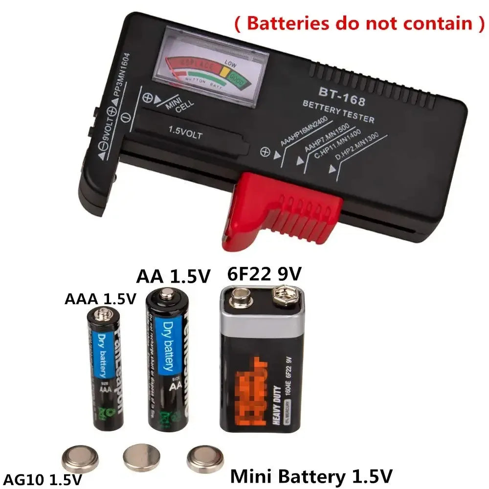 BT-168 Battery Voltage Tester LCD – AA AAA 9V & Button Cell Battery Voltage Tester SPOT