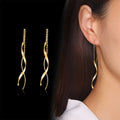 Spiral Bar Threader Earrings – Long Drop Stainless Steel Dangle Drop Threader Earrings SPOT ED-351