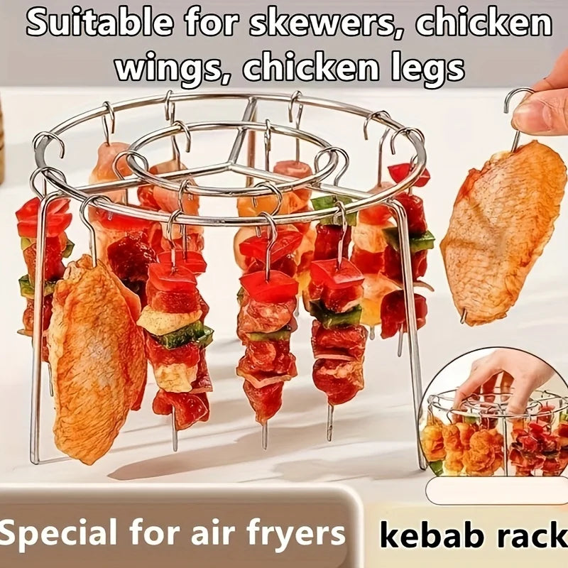 Vertical Air Fryer Skewer Rack – Stainless Steel BBQ Grill Air Fryer Rack SPOT