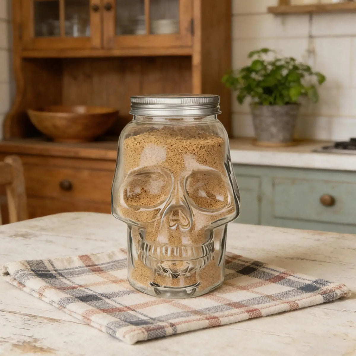 Skull Jars with Lid 500ml & 800ml – Spooky Gothic Storage Novelty Storage Jar SPOT