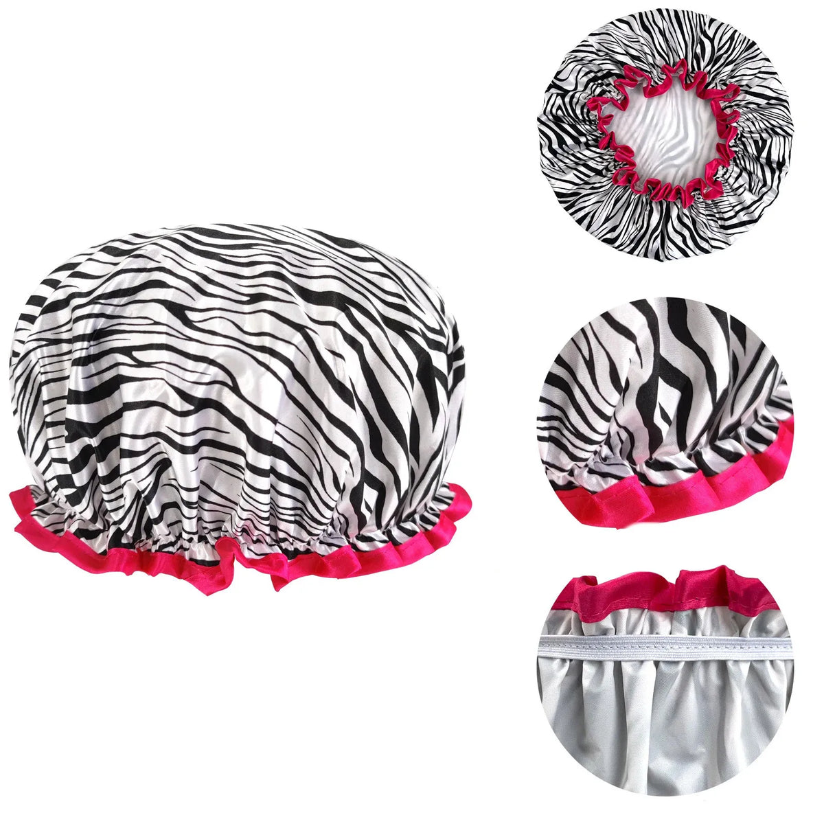 Waterproof Double Layer Shower Cap – Leopard & Polka Dot Shower Cap SPOT