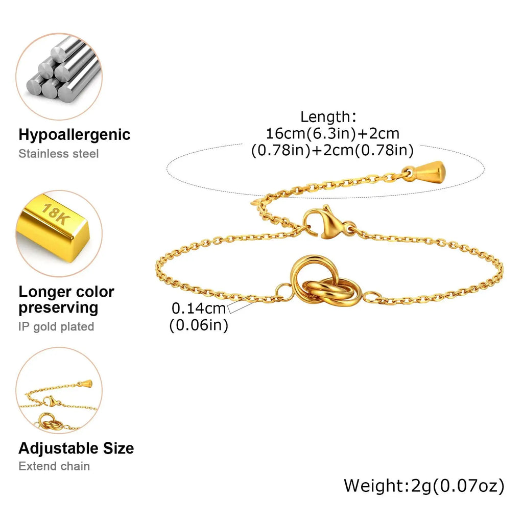 Gold-Plated Interlocking Link Chain Bracelet – Women's Stainless Steel Chain Link Bracelet SPOT