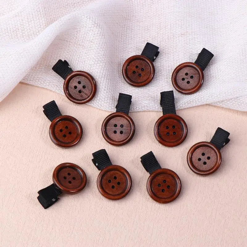 Cute Woody Button Hair Clips for Kids & Women | 2/5/10 Pack Hair Clips SPOT